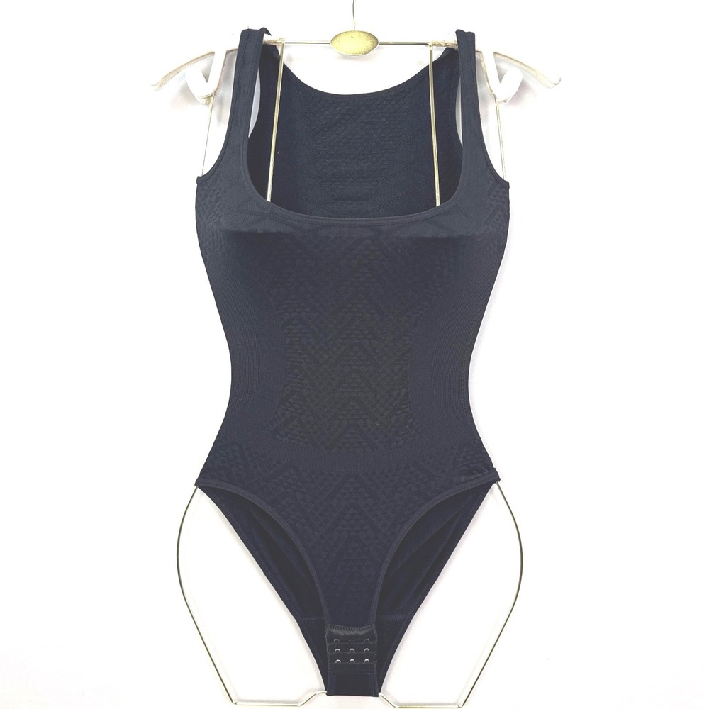 FIX ShapeWear Black Seamless Geometric Compression Bodysuit Size S/M